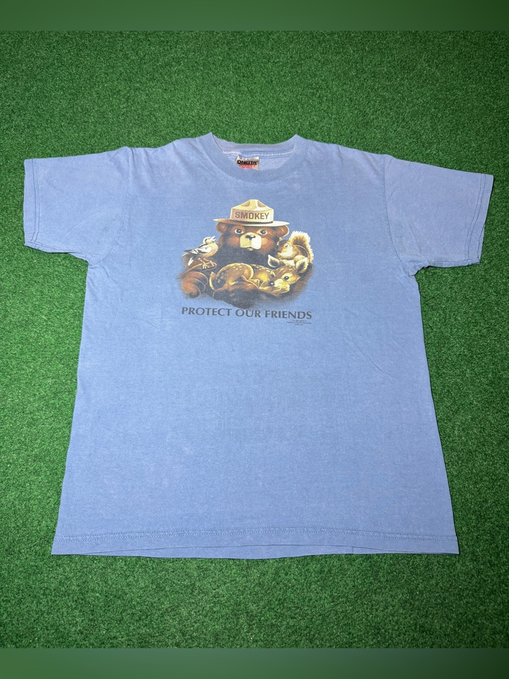 Smokey Bear Vintage T Shirt 90s Medium Forest Fire Animal Print Shirt